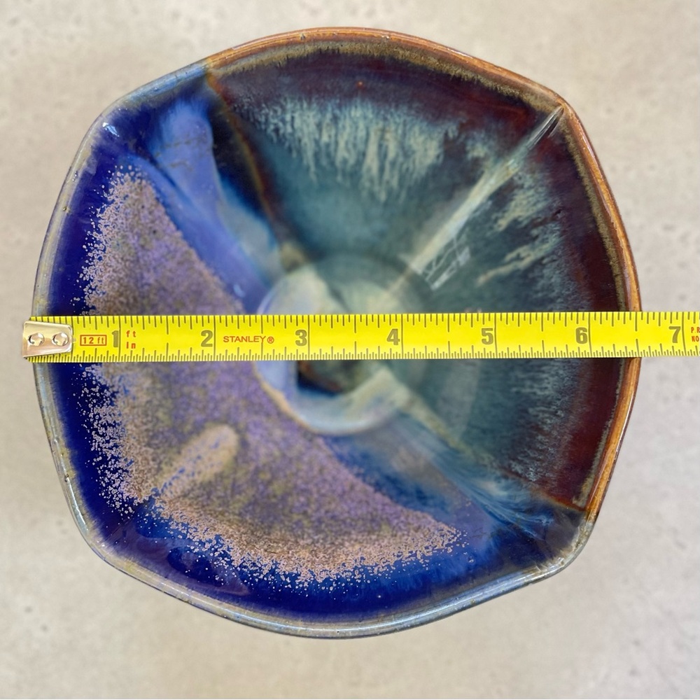 Hockomock Pottery Blue Purple Tones Studio Pottery Ceramic Decorative Bowl - Picture 8 of 9